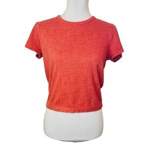Madewell Tie Back Short Sleeve Top Burnt Orange size S